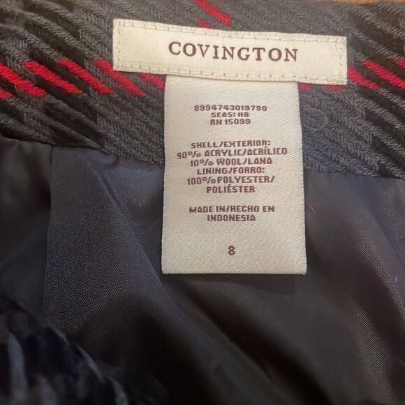 Covington Red and gray Tartan vintage Plaid wool blend skirt size 8 - Picture 4 of 6